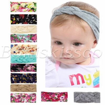 Newborn Baby Toddlers Floral Chinese Knot Hats Turban Cap Headbands Headwrap Set - Image 1 of 4