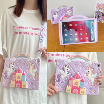 Unicorns Silicone Pad Case For iPad 7/8/9/10th Air4 10.2 10.9 With Castle Holder - Image 1 of 4