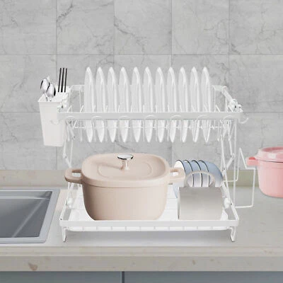 Estante de secado de platos de 2 niveles para cocina, estante de secado de platos plegable, estante de secado de platos Foto 1 de 4