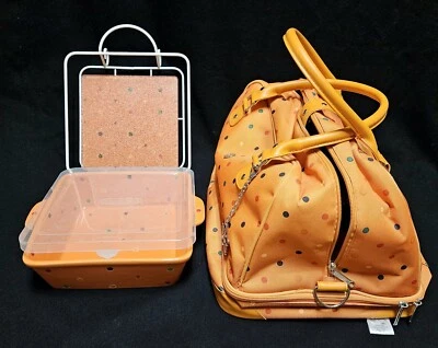 TEMP-TATIONS Orange Polka Dot Insulated Travel Bag CASSEROLE BAKER TRIVET CADDY - Image 1 of 4