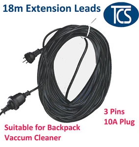 Extension Cord Cable Lead AU 3-Pin Plug Black 18m for backpack vacuum cleaner - Picture 1 of 2