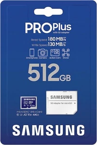 Fabrycznie nowa karta pamięci SAMSUNG Pro Plus 512GB Micro SD SDXC V30 A2 - Zdjęcie 1 z 6