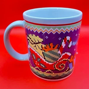 Pixel Knit Christmas Mug Santa Sleigh 80’s Cartoon - Picture 1 of 3