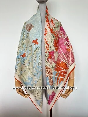Sallys 70% Cashmere & 30% Silk Wrap Scarf Nature Print Double Face Shawl 53" - Image 1 of 4