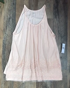 NWT Ann Taylor Loft Beaded Sheer Tank Small - Picture 1 of 6