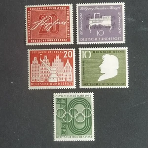 ALEMANIA BUNDESREPUBLIK 1956 Mi 227-231** / Yv 103-107** MNH NUEVO SIN CHARNELA - Imagen 1 de 3