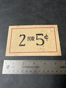 Vintage Used 1930s Country Store Counter / Shelf Price Sign 2x sided 2 for 5c - Picture 1 of 1
