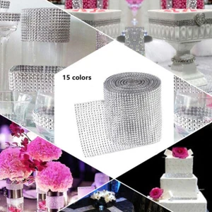 24 Rows Rhinestones Mesh Trimming Shiny Ribbon DIY Crafts Decor 10 Yards Durable - Picture 1 of 21