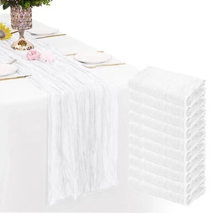 10 PACK WHITE CHEESECLOTH TABLE RUNNER GAUZE RUSTIC SHEER 35 X 70 INCH WHITE CHE - Picture 1 of 7