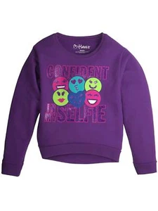Girls Green Purple Glitter Confident In My Selfie Sweatshirt Sweat Shirt - Picture 1 of 1
