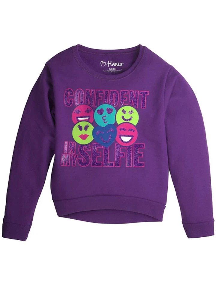 Girls Green Purple Glitter Confident In My Selfie Sweatshirt Sweat Shirt - Image 1 of 1
