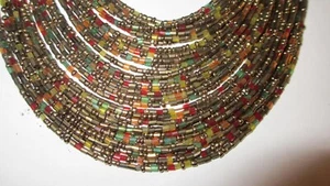 Native American Multi-colored Beads Multi Layered Handmade Necklace & Earrings - Picture 1 of 9