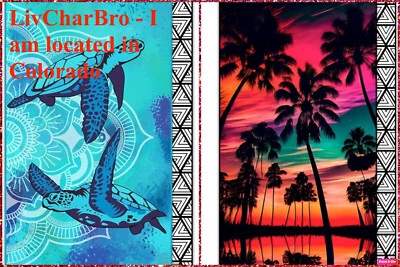 2 Pack 71" x 32" Sunset & Turtle Mandala Microfiber Beach Towel Quick Dry Light - Image 1 of 4