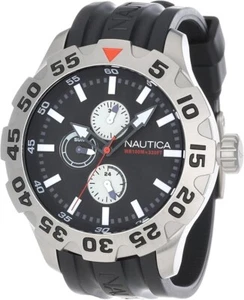 Nautica Men's N15564G BFD 100 Multifunction Stainless Steel Black Dial Watch - Picture 1 of 2