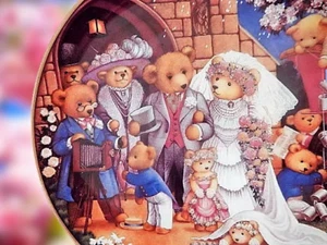 Teddybär Hochzeit Porzellan Wandteller Carol Lawson Vintage 1993 Franklin neuwertig Geschenk - Bild 1 von 7
