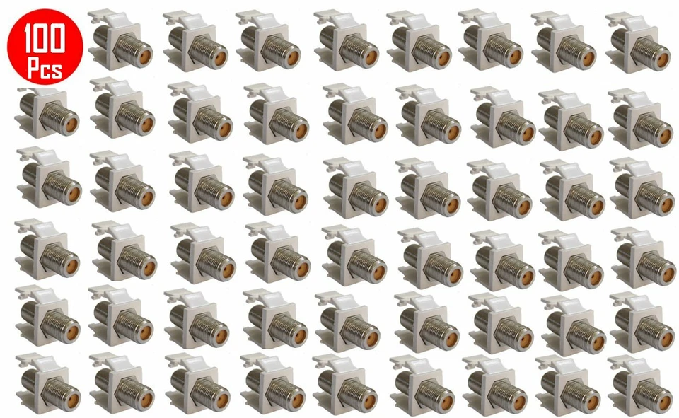100 x 3GHz High Fequency F Keystone Modular Insert Plate Coaxial Cable Connector - Image 1 of 1
