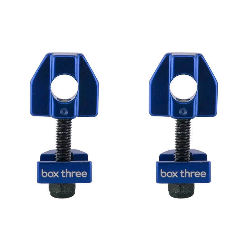Chain Tension Adjuster BOX THREE 10mm/1-AXLE HOLE Red or Blue Sold in a Pair - Image 1 of 1