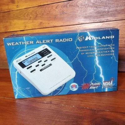 Midland Weather Radio WR-100 White All Hazards NOAA Storm Tornado Warning Alert - Image 1 of 4