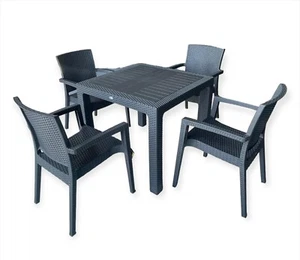 Gartentischmöbel OHNE Glasplatte /90x90x76cm/4 Stück Stühlen mit Armlehnen - Bild 1 von 5
