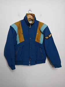 Vintage Liberty Bell Ski Puffer Jacket Mens M Medium Blue Brown 80s 90s Padded - Picture 1 of 10