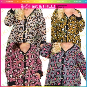 Women's Plus Animal Mir Print Button Up Cardigan Sweaters??Long Sleeve Seamless - Picture 1 of 11