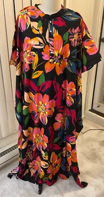 Kaftan Flores Negras Para Mujer Hombre Unisex Nuevo Algodón Peso Ligero Hawaii Tropics Foto 1 de 4