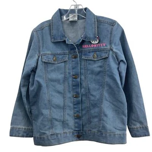 Hello Kitty Blue Denim Sanrio Friends Cotton Biker Jacket Girls XL Preowned - Picture 1 of 5