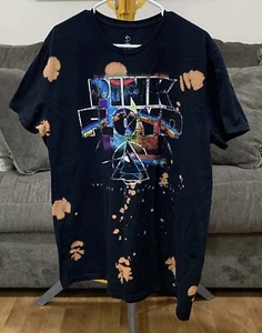 Mens T-Shirt Pink Floyd Dark Side of the Moon Tie-Dye Size XL 2018 Bleach Spots - Picture 1 of 6