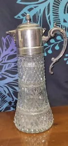 W A Italy 14" Ewer Diamant Glas/versilbert schwere Servierkaraffe mit Eiseinsatz - Bild 1 von 15