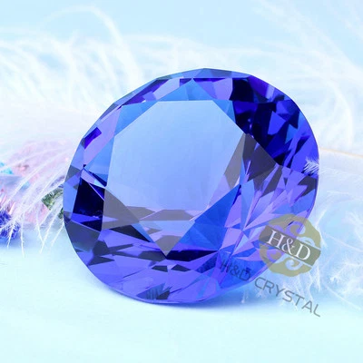 Crystal Glass Diamond Jewel Huge Paperweight Decoration Crafts Gift Blue - Image 1 of 3