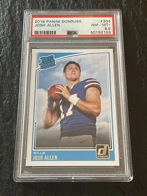Tarjeta coleccionable de fútbol americano Donruss #304 2018 con clasificación Josh Allen de novato PSA casi nueva-como nueva+ 8,5 Foto 1 de 4