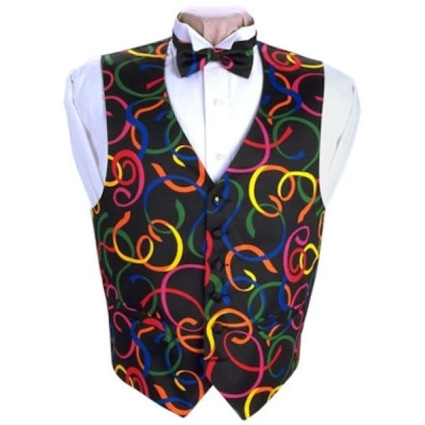 Mardi Gras Serpentine Tuxedo Vest and Bow Tie - Image 1 of 1