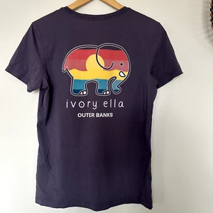 Ivory Ella X Outer Banks T Shirt Dark Purple NC Beaches Elephant Pocket - Picture 1 of 2