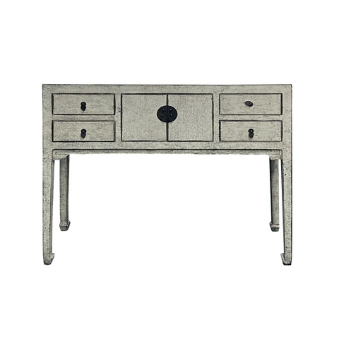 Oriental Rustic Cream White Lacquer Drawers Slim Foyer Side Table cs6170 Cover
