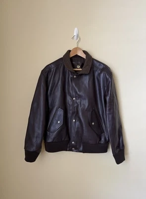 Chaqueta Bomber Loro Piana Johnie Cuero Forrada en Cachemira Marrón Mediana Foto 1 de 4