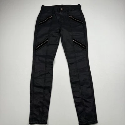 7 For All Mankind Pants Womens 27 Black Moto Skinny Zipper Stretch Jeans Trendy - Image 1 of 4
