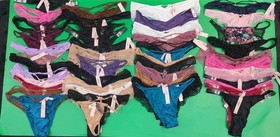 Victoria Secret Assorted Styles Thong V Panties Bundle XL Multicolor Lot Of 50