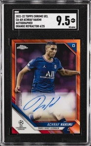 2021-22 TOPPS CHROME UCL ORANGE REFRACTOR #CA-AH ACHRAF HAKIMI 4/25 SGC 9.5 AUTO - Picture 1 of 2