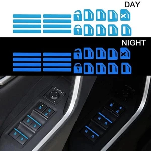 2 Sheet Luminous Blue Car Window Door Switch Sticker Decor Interior Accessories - Bild 1 von 13