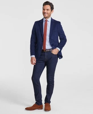 Nautica мужской современный крой вельветовое спортивное пальто блейзер 40 R синий твердый эластичной - Изображение 1 из 3