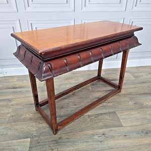 Antique Hallway Console Table - Carved Apron – Arts & Crafts Revival - Mahogany - Picture 1 of 24