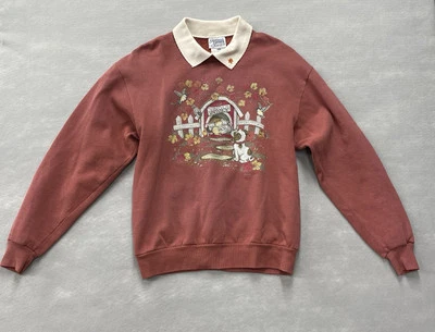 Sudadera de jardín Granny Core Natures para mujer gatos rojos en casa de perro M Hecha en EE. UU. Foto 1 de 4