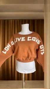 Wrangler Long Live Cowboys Crop Sweatshirt - Rust - Women's size SMALL - Picture 1 of 6