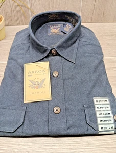 Arrow Workwear MED Shirt Blue Chamois Heavyweight Flannel Button 100% Cotton - Picture 1 of 11
