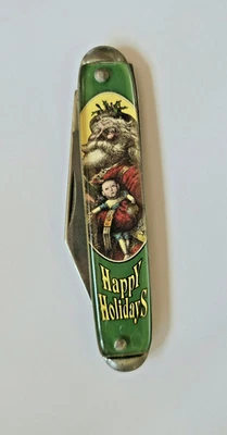 Vintage HAPPY HOLIDAYS Pocket Knife USA Made Christmas Santa - Image 1 of 4