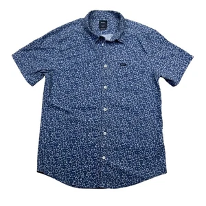 RVCA That'll Do Shirt Mens Floral Button Up Short Sleeve Shirt Blue Slim Fit M - Picture 1 of 8