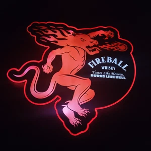 Fireball LED Bar Sign Cinnamon Whiskey Burns Like Hell, Man Cave/Bar Decor - Picture 1 of 10