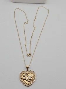 JCM 10k solid yellow & white gold Heart "Love is Eternal" Pendant necklace 18" - Picture 1 of 9