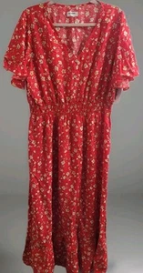 NWT Anthropologie Plus 2X Kindred Floral V Neck Maxi Dress Smocked Rayon Peasant - Picture 1 of 7