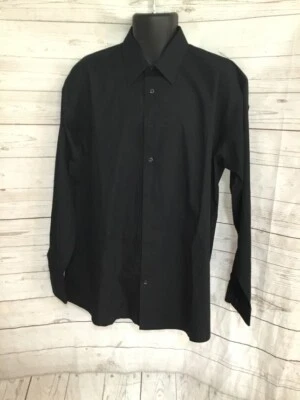 Camisa J.Ferrar Calce Ajustado Para Hombre Botón Frontal Negra Manga Larga Talla XL Foto 1 de 4